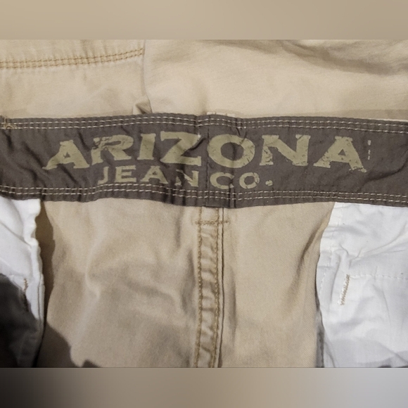 Arizona Jean Co Men's Tan Flat Front 6 Pocket Big & Tall Cargo Shorts 46x10 - Picture 4 of 8
